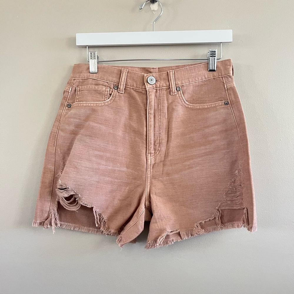 American Eagle Outfitters High Waist Distressed Denim Shorts - Dusty Rose